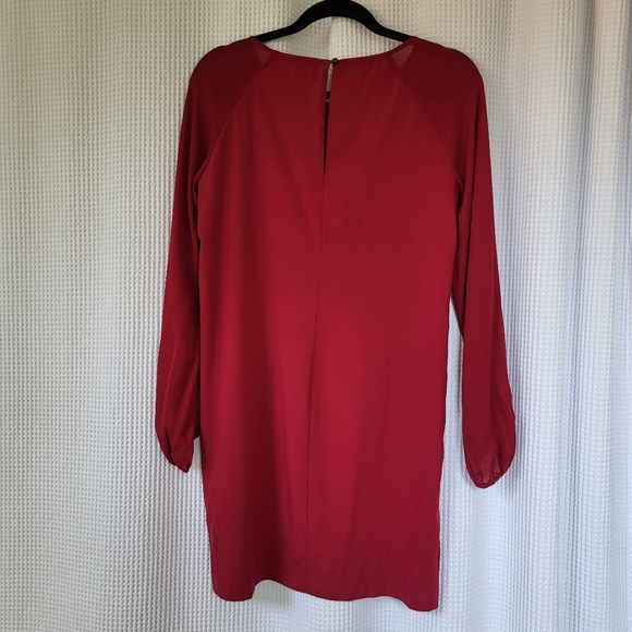 Nicole Miller silk, gathered sleeve dress, raspberry colour, size small - Picture 4 of 7